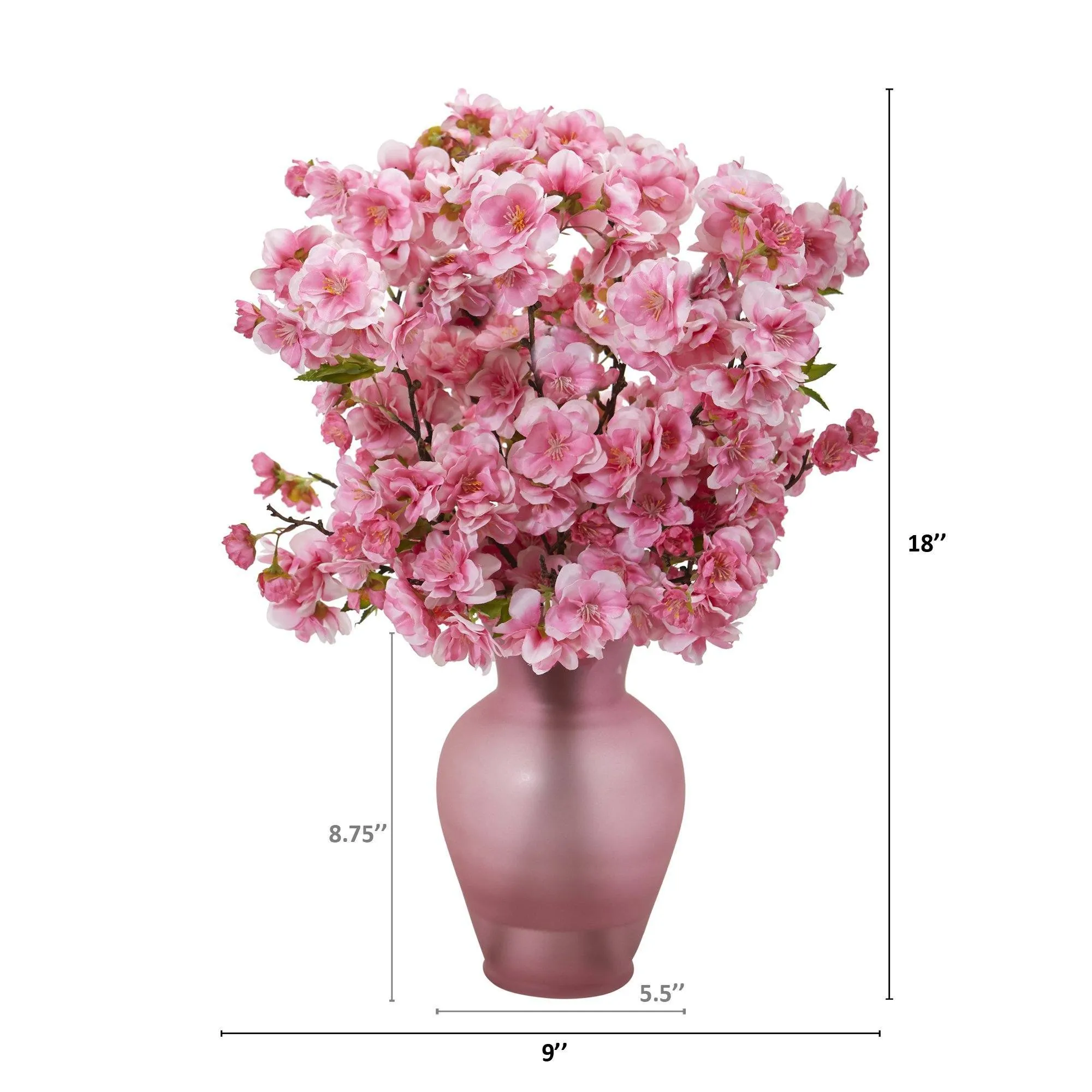 18” Cherry Blossom Arrangement in Rose Colored Vase