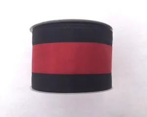 2.5" Black/Burgundy Stripe Ribbon - 10yds
