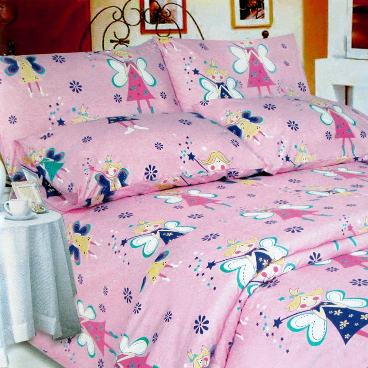 280TC Easy Care Kids Polyester Cotton Printed Quilt Cover Set | Pink Fairies | Single
