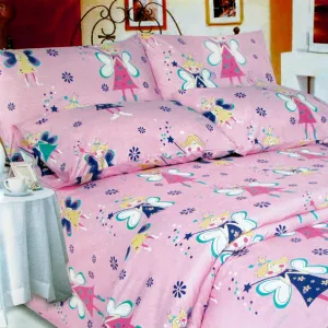 280TC Easy Care Kids Polyester Cotton Printed Quilt Cover Set | Pink Fairies | Single