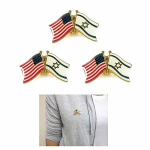 3 Pc Israel USA Crossed Friendship Flag Lapel Pin Support Patriotic Enamel Badge