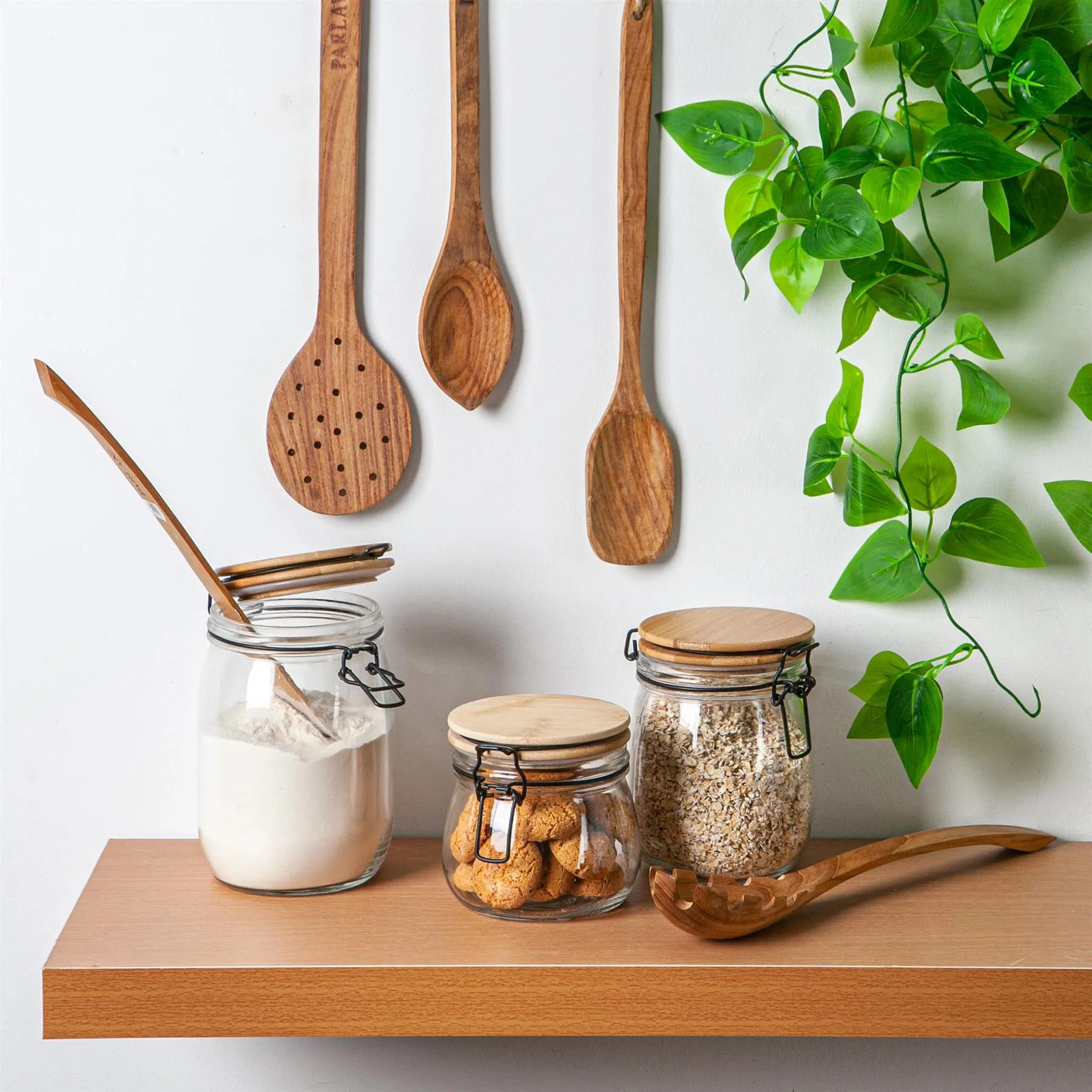 750ml Glass Storage Jar with Wooden Clip Lid - By Argon Tableware