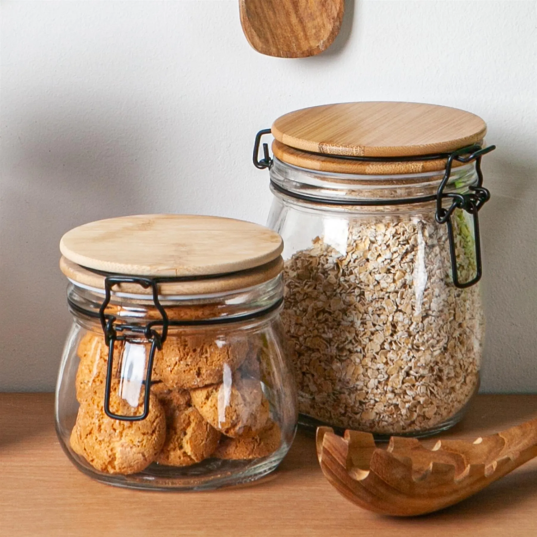 750ml Glass Storage Jar with Wooden Clip Lid - By Argon Tableware