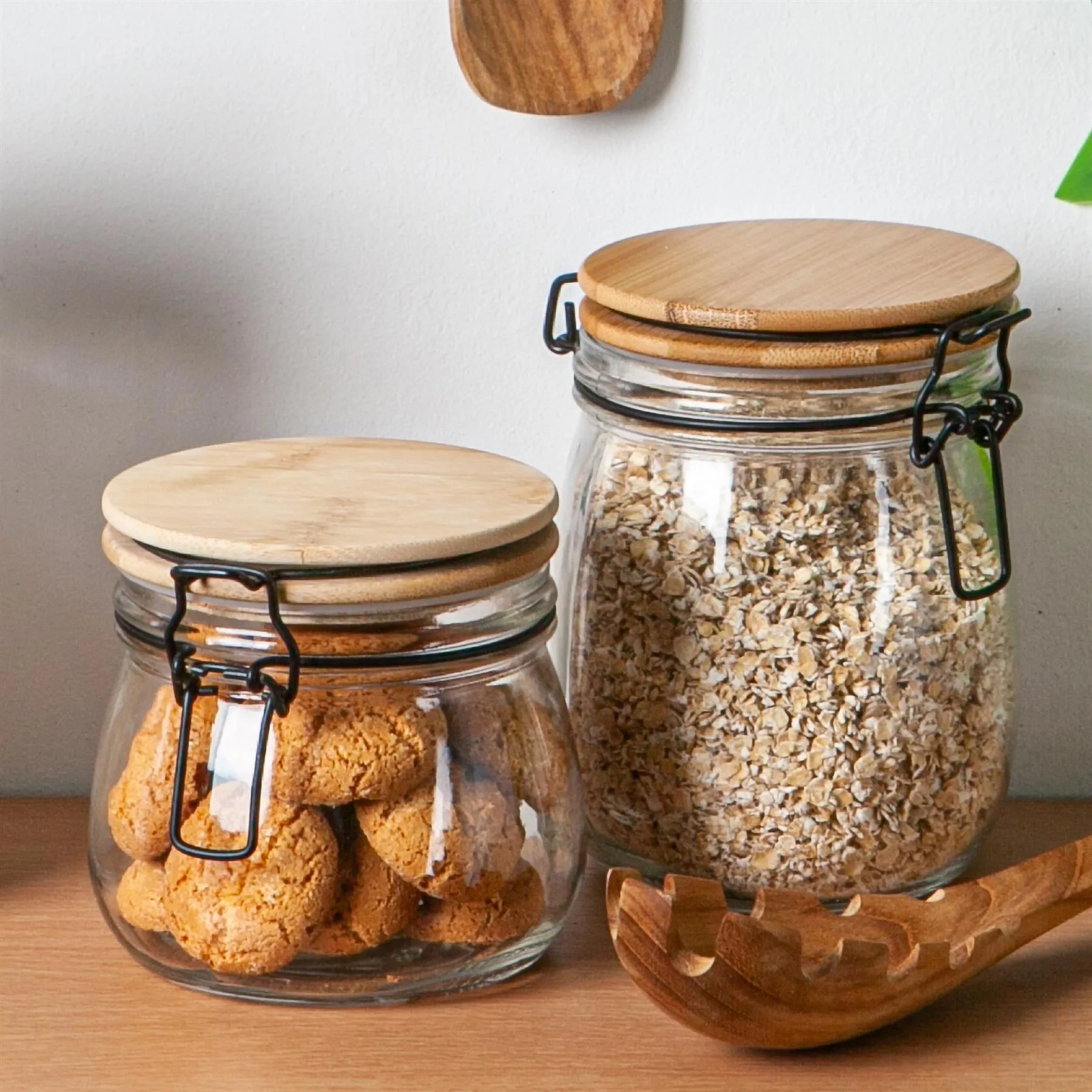 750ml Glass Storage Jar with Wooden Clip Lid - By Argon Tableware
