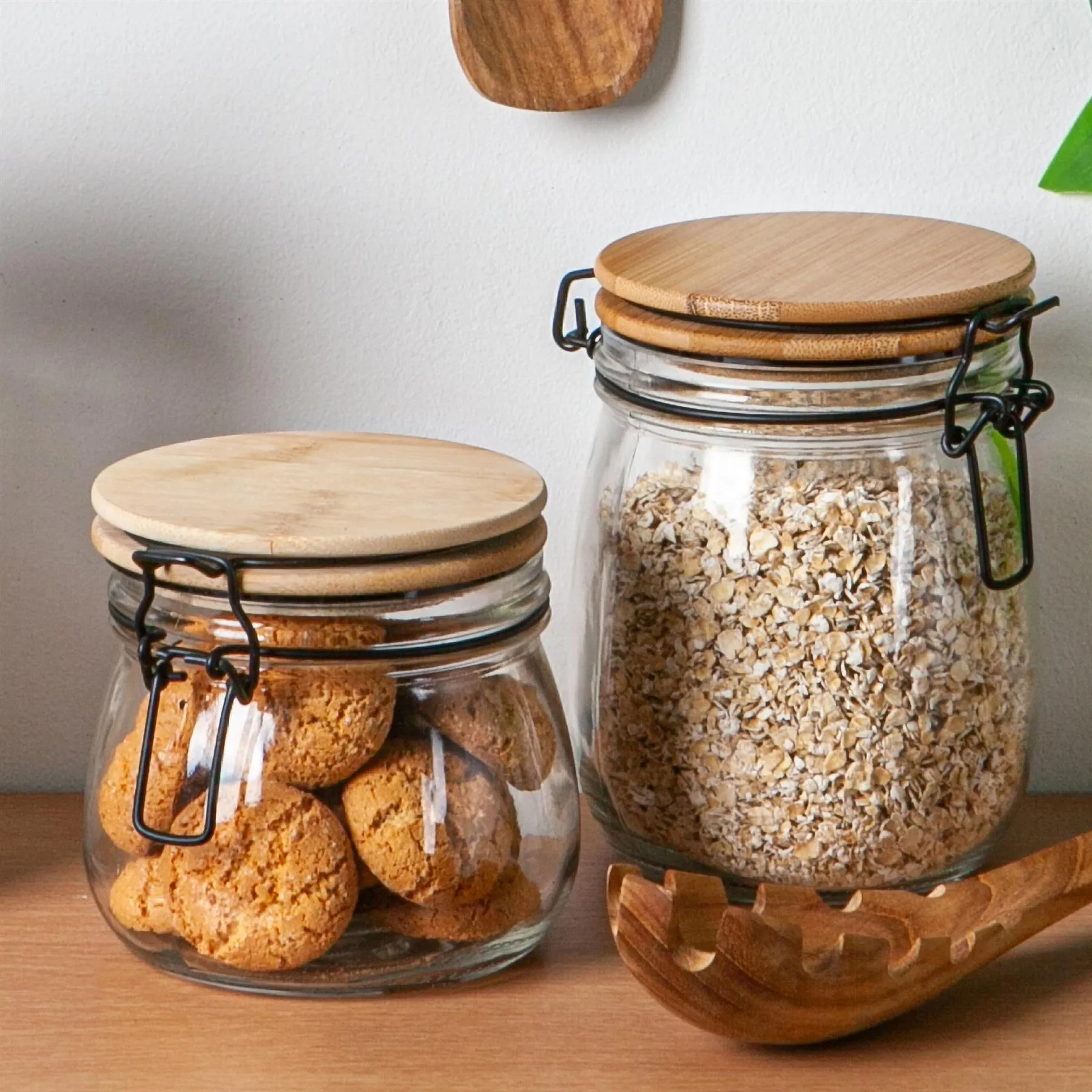 750ml Glass Storage Jar with Wooden Clip Lid - By Argon Tableware