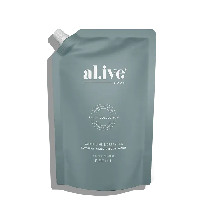 al.ive Hand & Body Wash Refill 1L - Kaffir Lime & Green (Made in Australia)