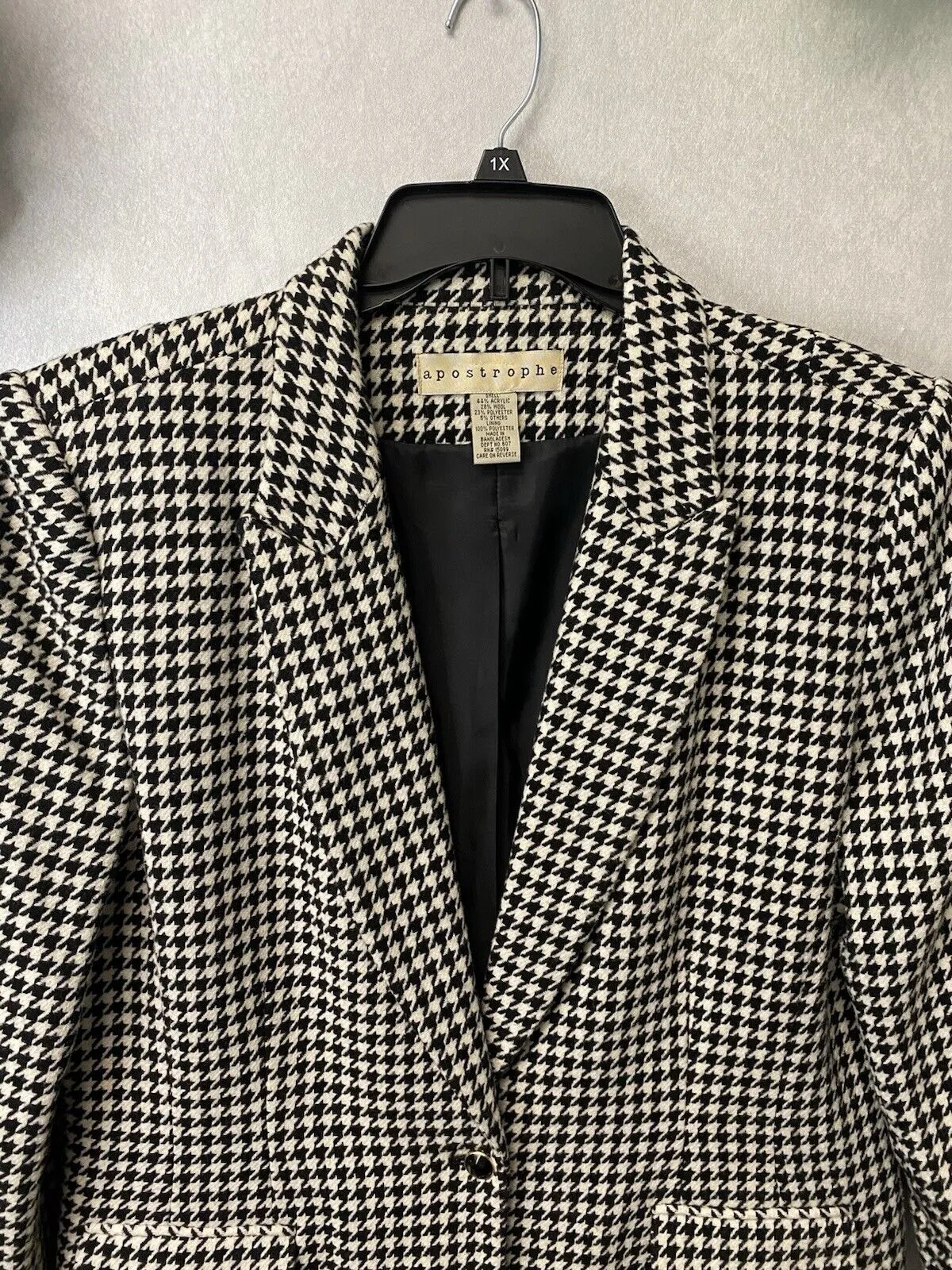 Apostrophe Bk/WT Houndstooth Blazer Size Large