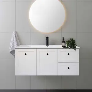 AUSTIN 1200mm Wall Hung Bathroom Vanity (Right Hand)   Ceramic Top