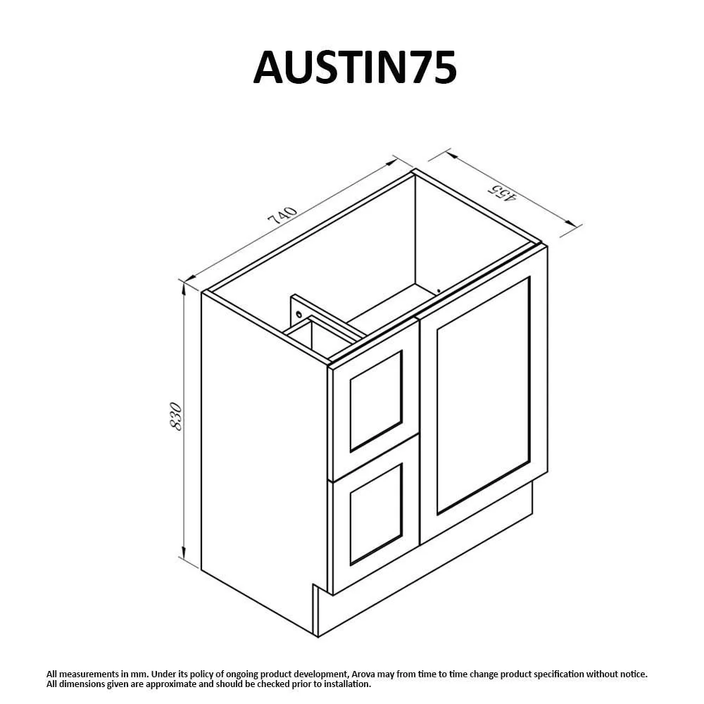 AUSTIN 750mm Floor Standing Bathroom Vanity Left Hand Side
