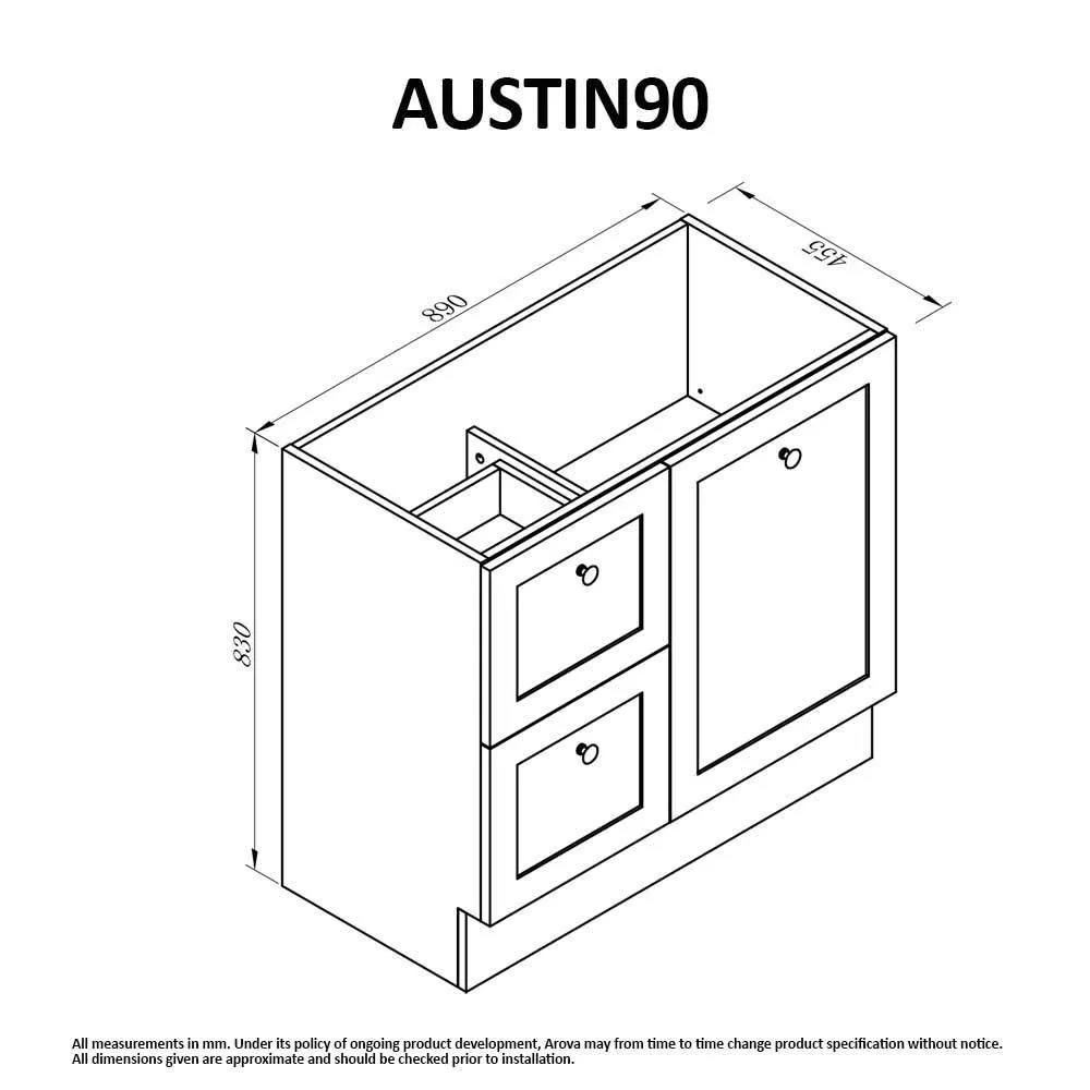 AUSTIN 900mm Floor Standing Bathroom Vanity Left Hand Side