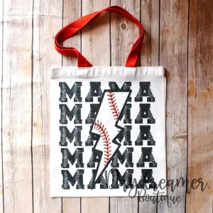 Baseball Mama Lightning Bolt Rhinestone Tote