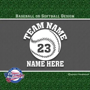 Baseball Softball personalized sports team vinyl decal sticker