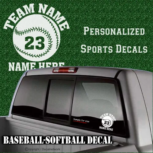 Baseball Softball personalized sports team vinyl decal sticker