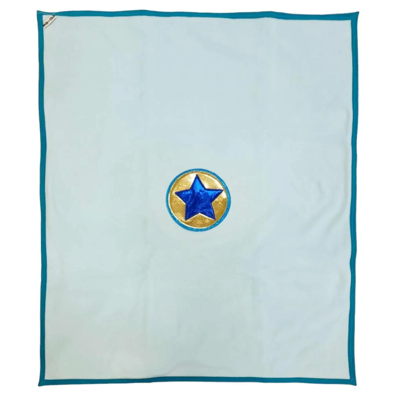 Blanket - Aqua Blue with Blue Star on Gold by World of Whimm
