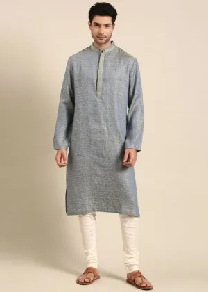 Blue Green Linen Kurta set