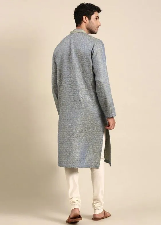 Blue Green Linen Kurta set