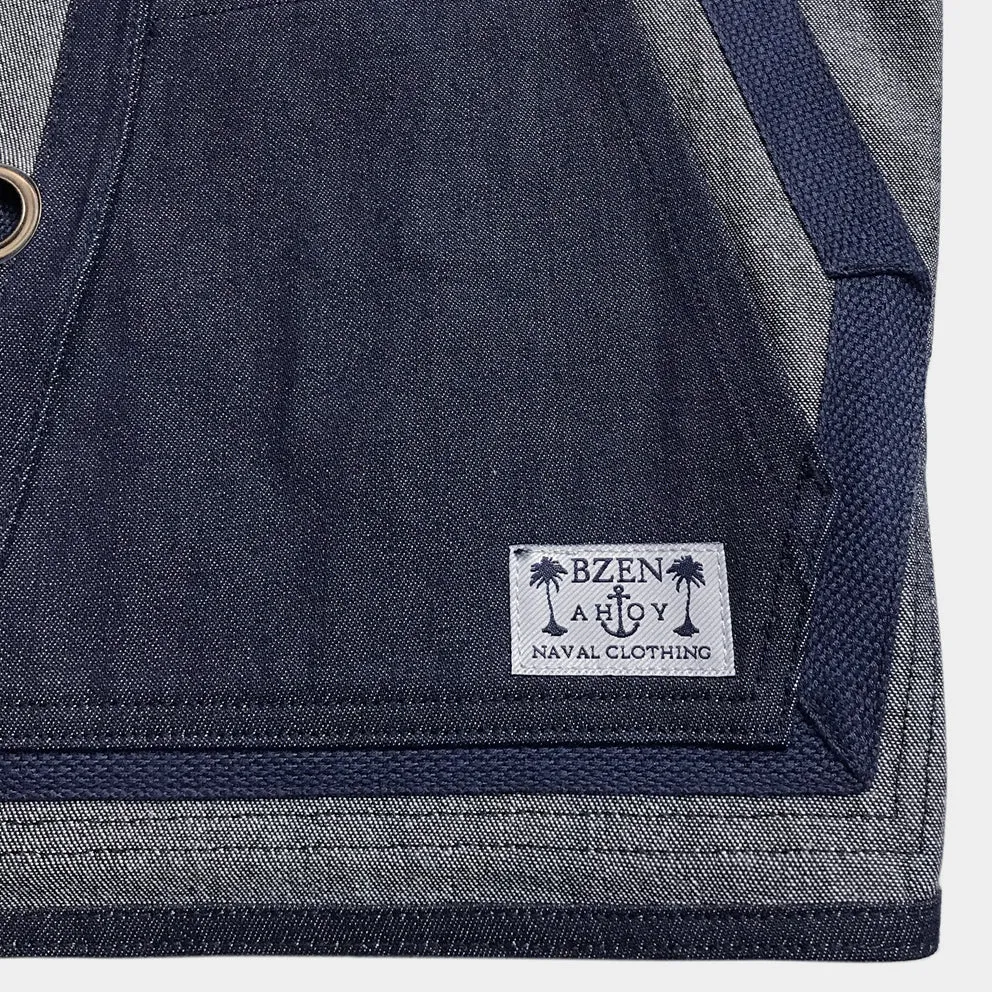 BZEN AHOY - M.3238-MOBY 2 REGULAR FIT REVERSIBLE FLOATER VEST-12oz-RAW INDIGO