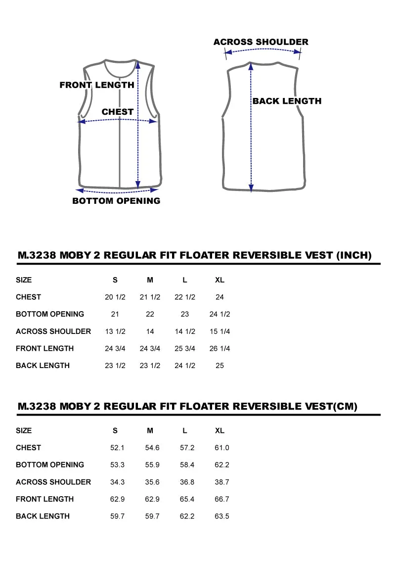 BZEN AHOY - M.3238-MOBY 2 REGULAR FIT REVERSIBLE FLOATER VEST-12oz-RAW INDIGO