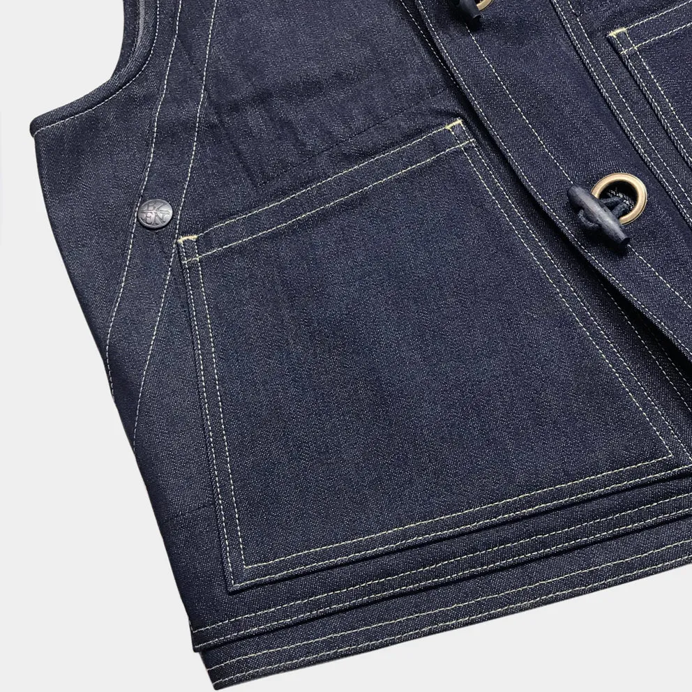 BZEN AHOY - M.3238-MOBY 2 REGULAR FIT REVERSIBLE FLOATER VEST-12oz-RAW INDIGO