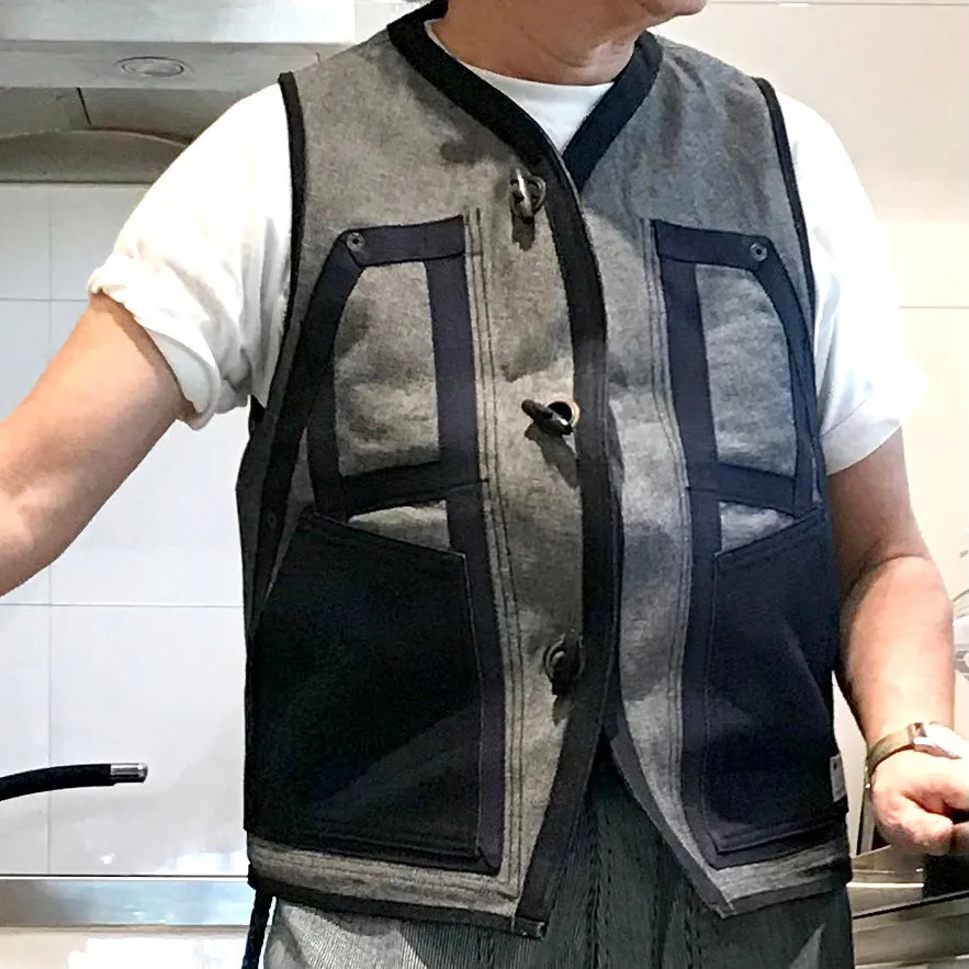 BZEN AHOY - M.3238-MOBY 2 REGULAR FIT REVERSIBLE FLOATER VEST-12oz-RAW INDIGO