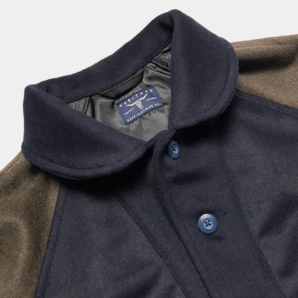 BZEN M.3003R SANTANA-VARS REGULAR FIT LINED WOOL BLEND MELTON RAGLAN SLEEVE VARSITY JACKET-800GSM-E0 NAVY