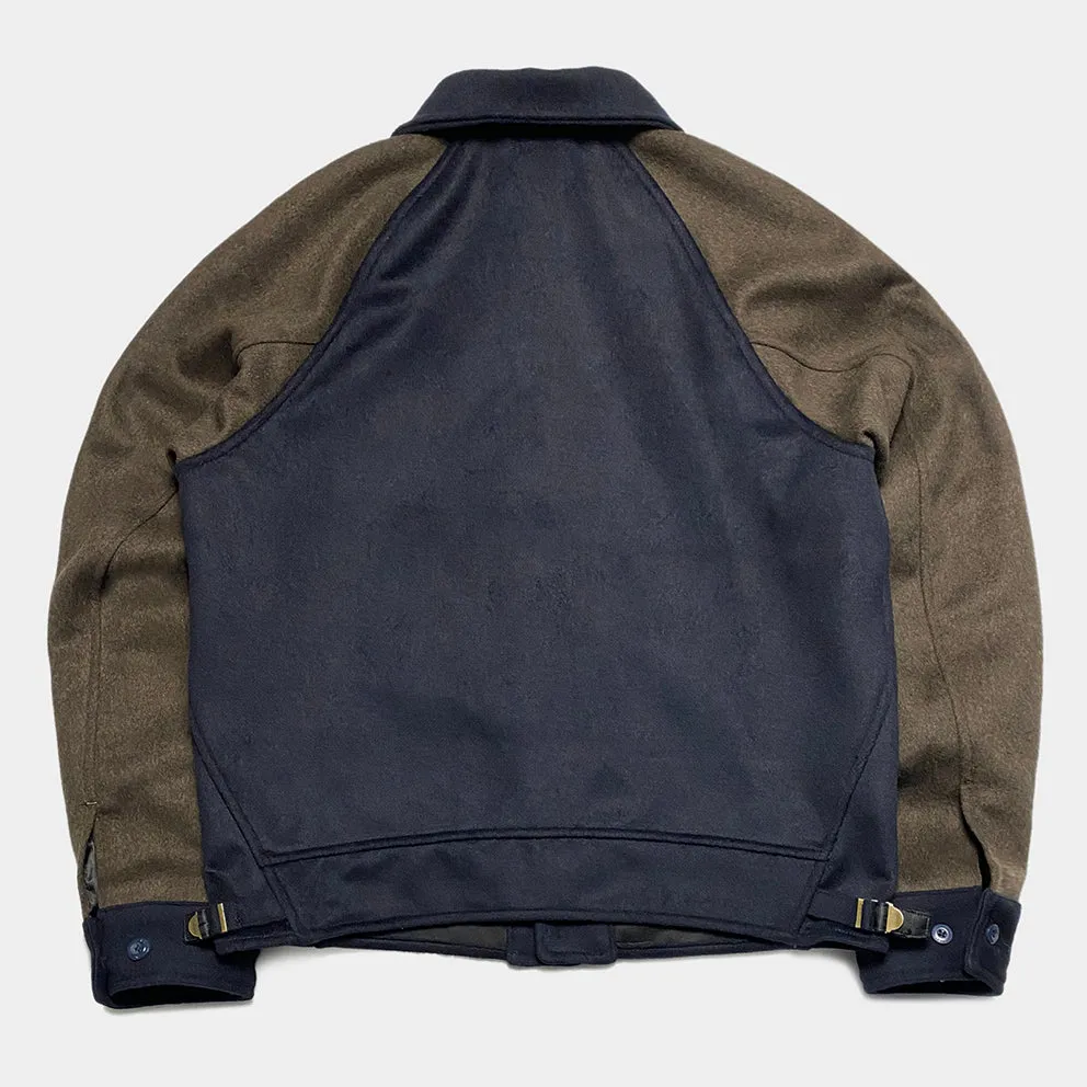 BZEN M.3003R SANTANA-VARS REGULAR FIT LINED WOOL BLEND MELTON RAGLAN SLEEVE VARSITY JACKET-800GSM-E0 NAVY