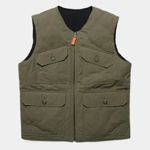 BZEN UNARMY - M.3152 WINSTON REGULAR FIT REVERSIBLE QUILTED VEST-GREEN/NAVY