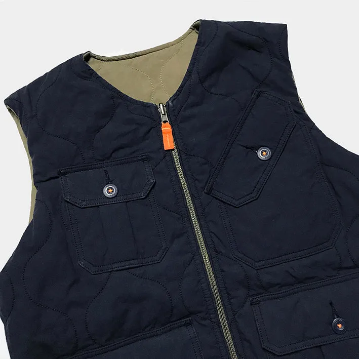 BZEN UNARMY - M.3152 WINSTON REGULAR FIT REVERSIBLE QUILTED VEST-GREEN/NAVY