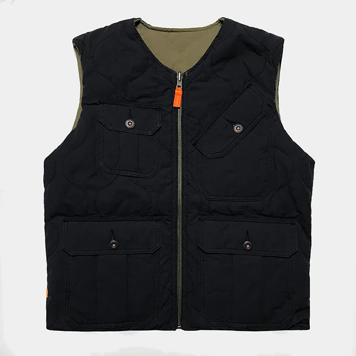 BZEN UNARMY - M.3152 WINSTON REGULAR FIT REVERSIBLE QUILTED VEST-GREEN/NAVY
