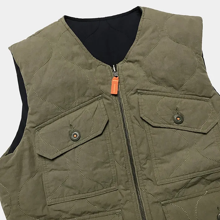 BZEN UNARMY - M.3152 WINSTON REGULAR FIT REVERSIBLE QUILTED VEST-GREEN/NAVY