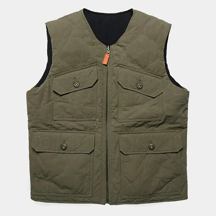 BZEN UNARMY - M.3152 WINSTON REGULAR FIT REVERSIBLE QUILTED VEST-GREEN/NAVY