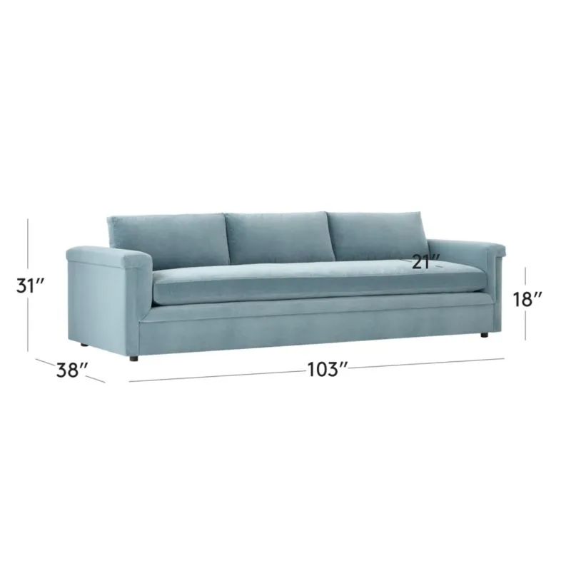 Ceva 103" Light Blue Performance Velvet Sofa by Couch.com