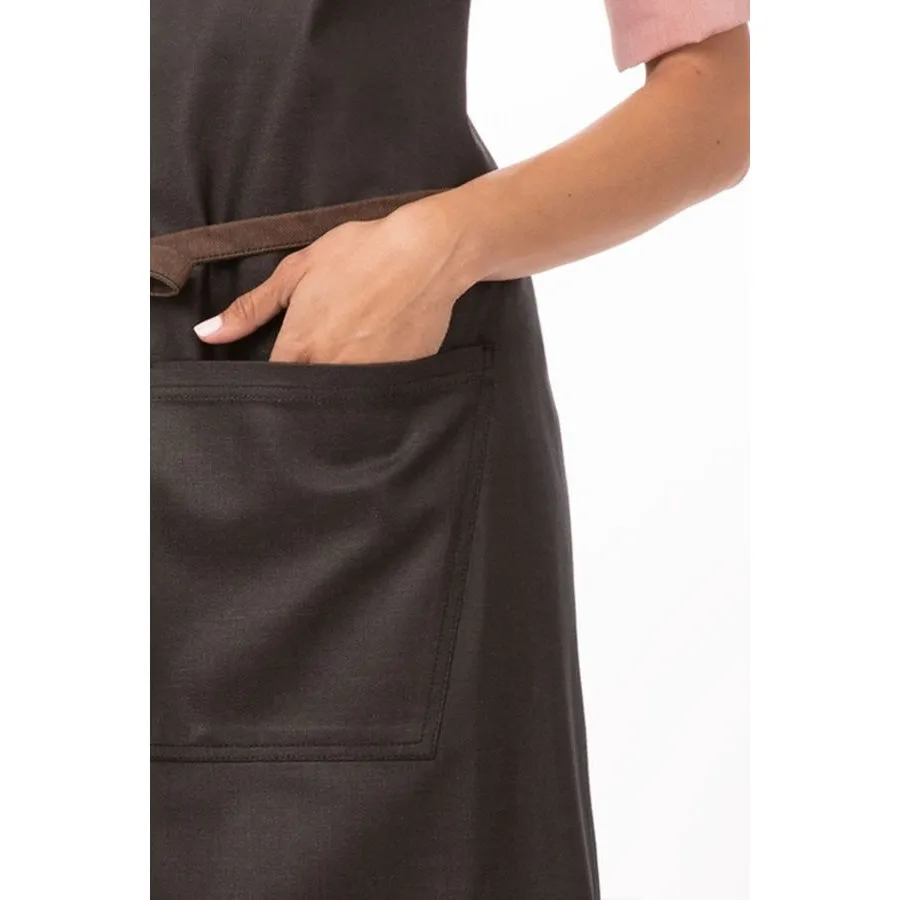 Chef Works ABWT051BNB0 Boulder Bib Apron, Brown Black, 34" x 30"