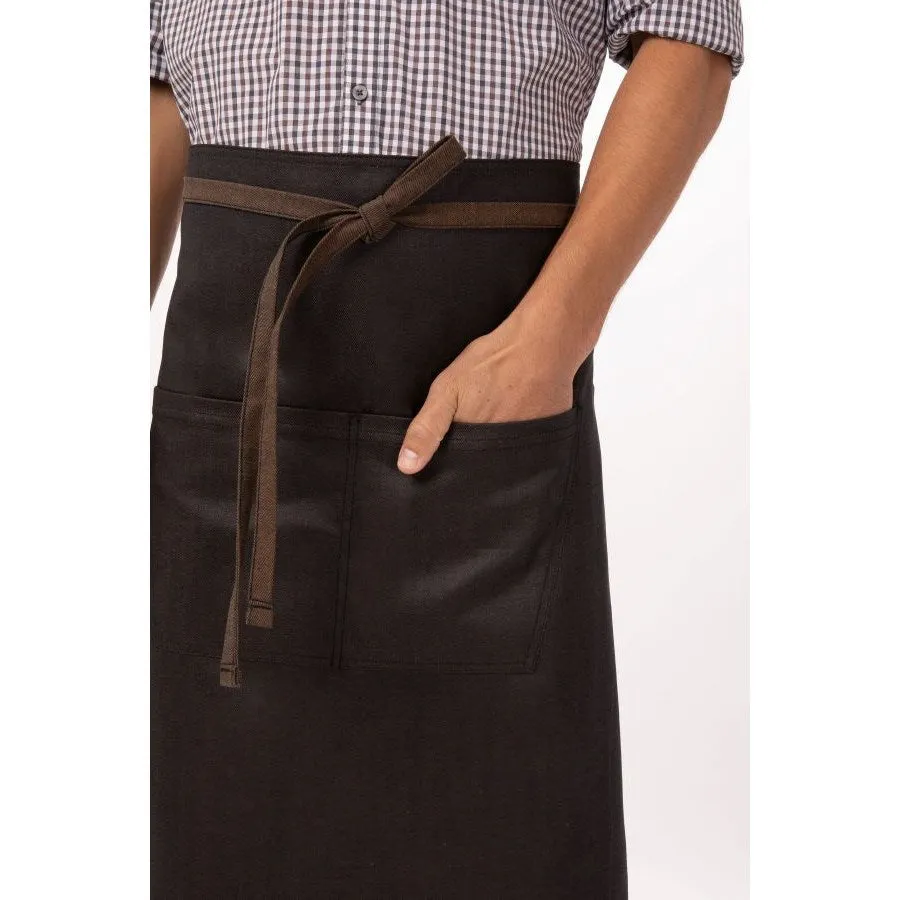 Chef Works ALWWT021BNB0 Boulder Bistro Apron, Brown Black, 36" x 30"