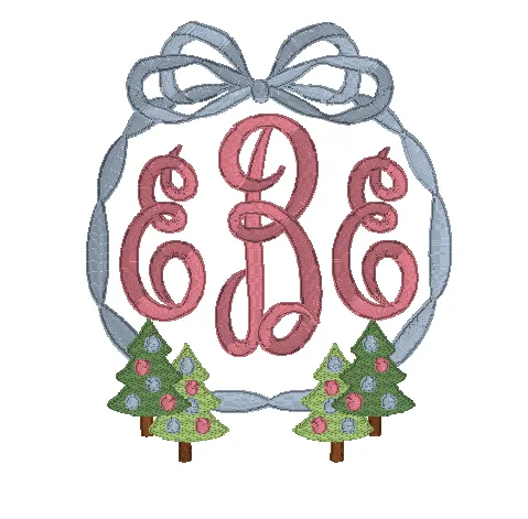 Christmas Ribbon Monogram Embroidery Frame *Design Only*