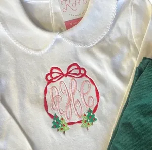 Christmas Ribbon Monogram Embroidery Frame *Design Only*