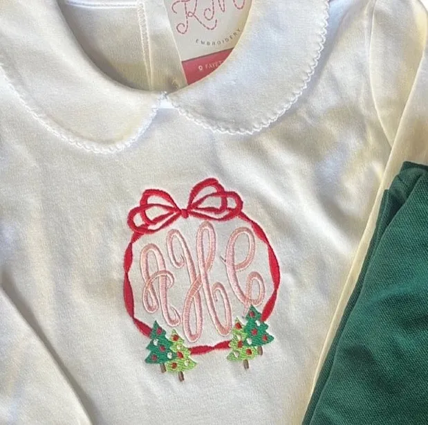 Christmas Ribbon Monogram Embroidery Frame *Design Only*