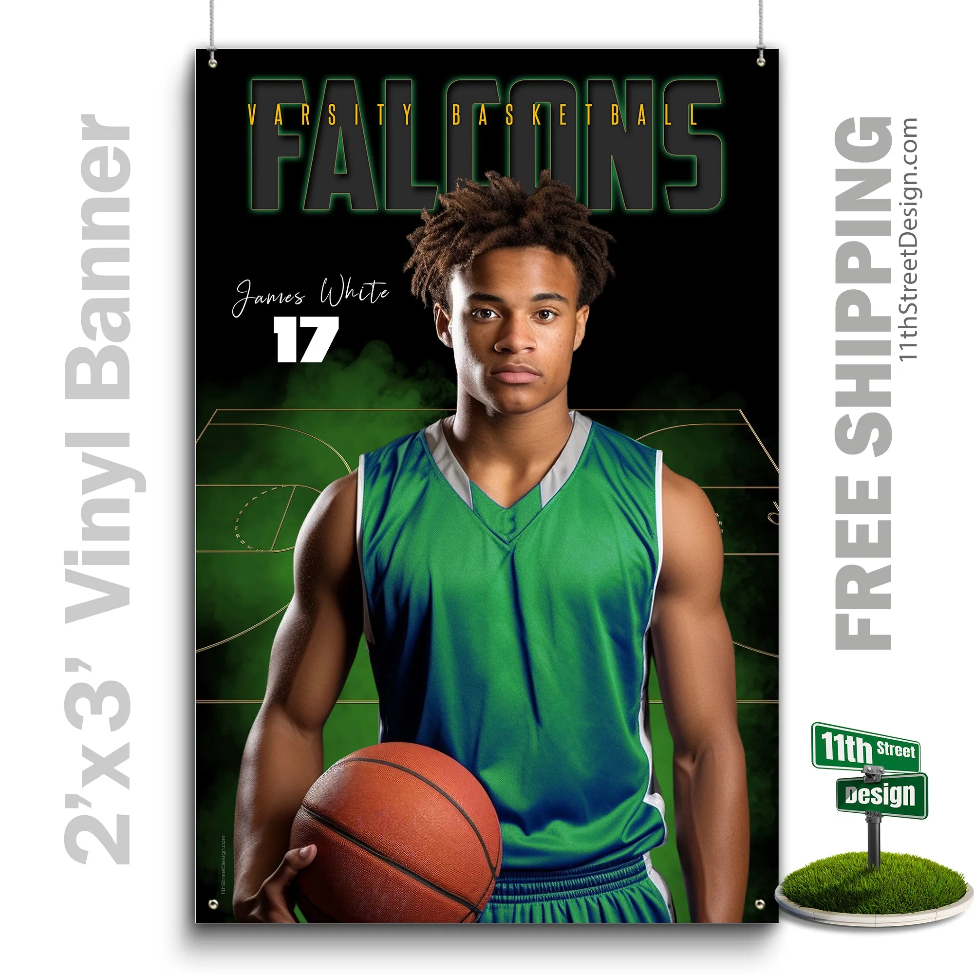 Custom Sports Banner - Gold Plated Basketball