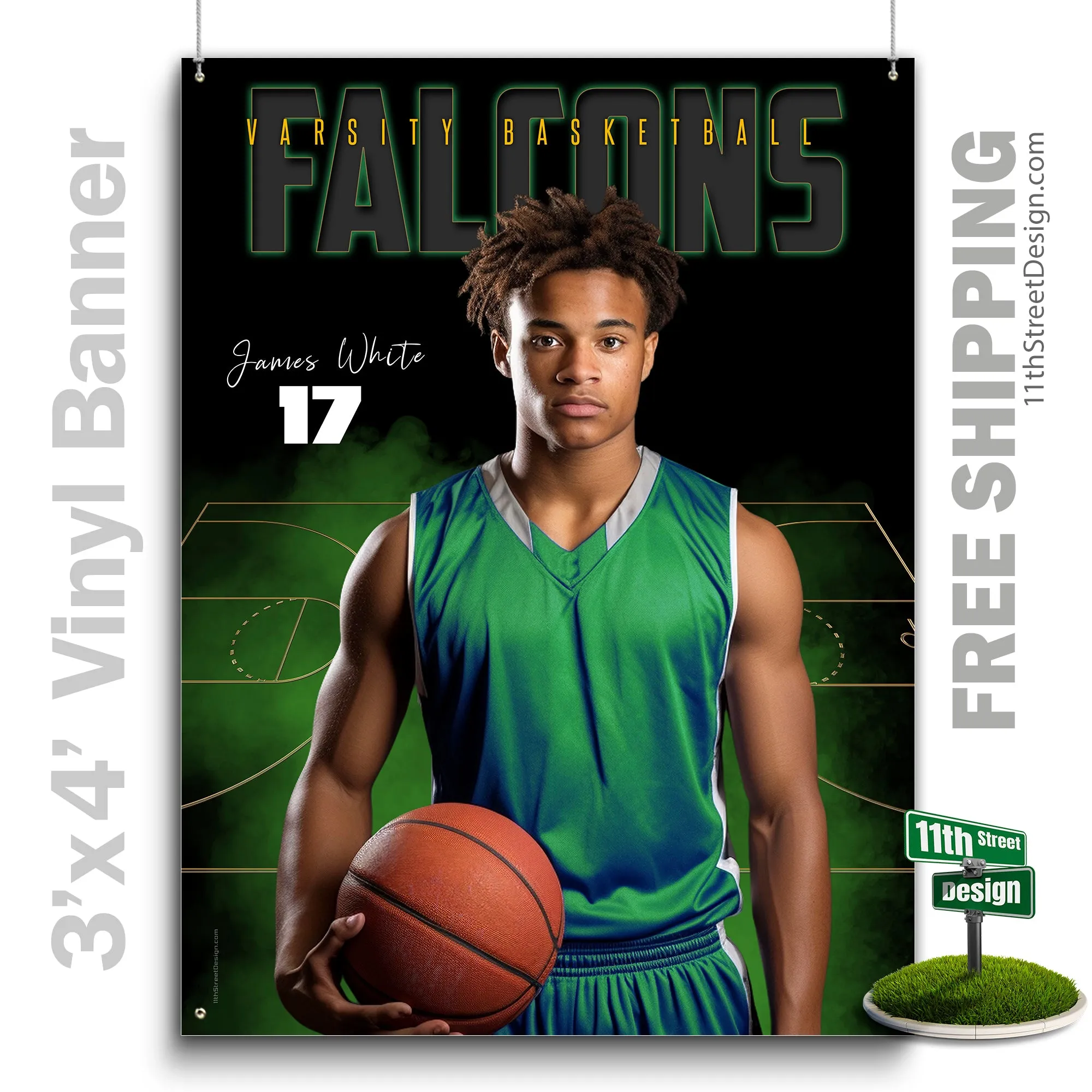 Custom Sports Banner - Gold Plated Basketball