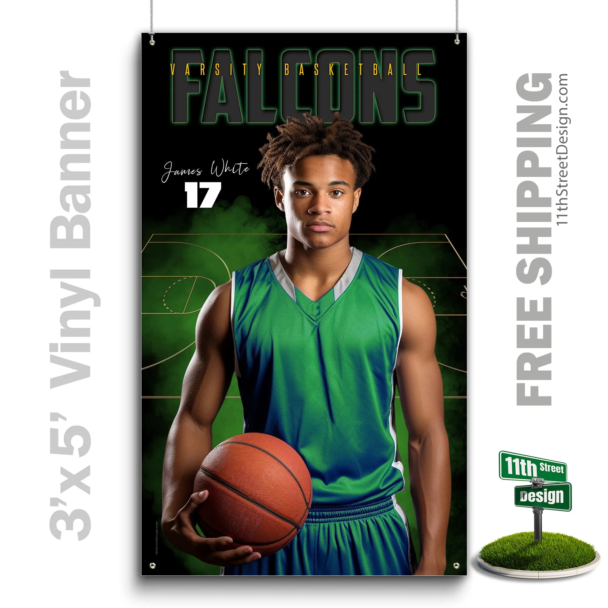 Custom Sports Banner - Gold Plated Basketball