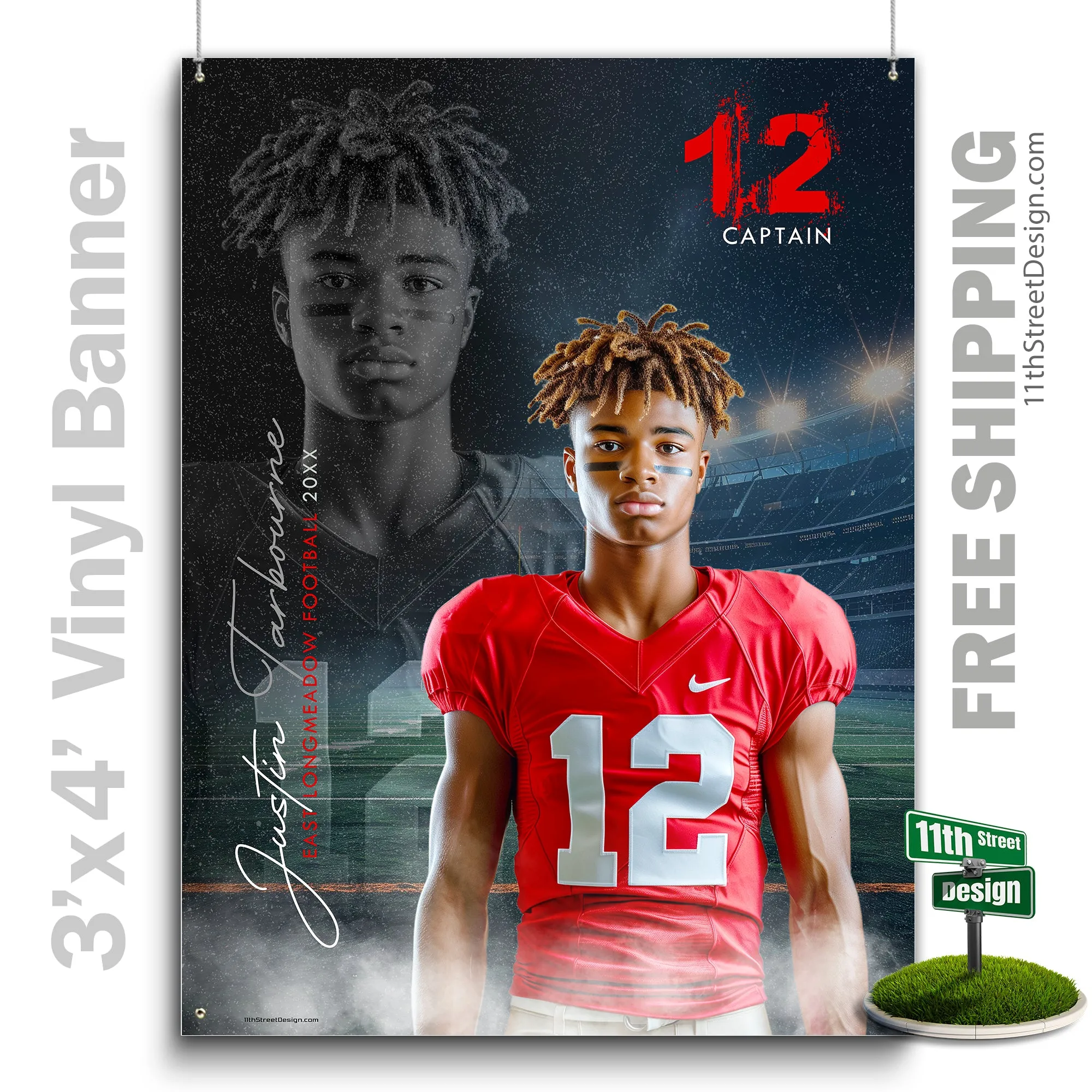 Custom Sports Banner - Reflection Football