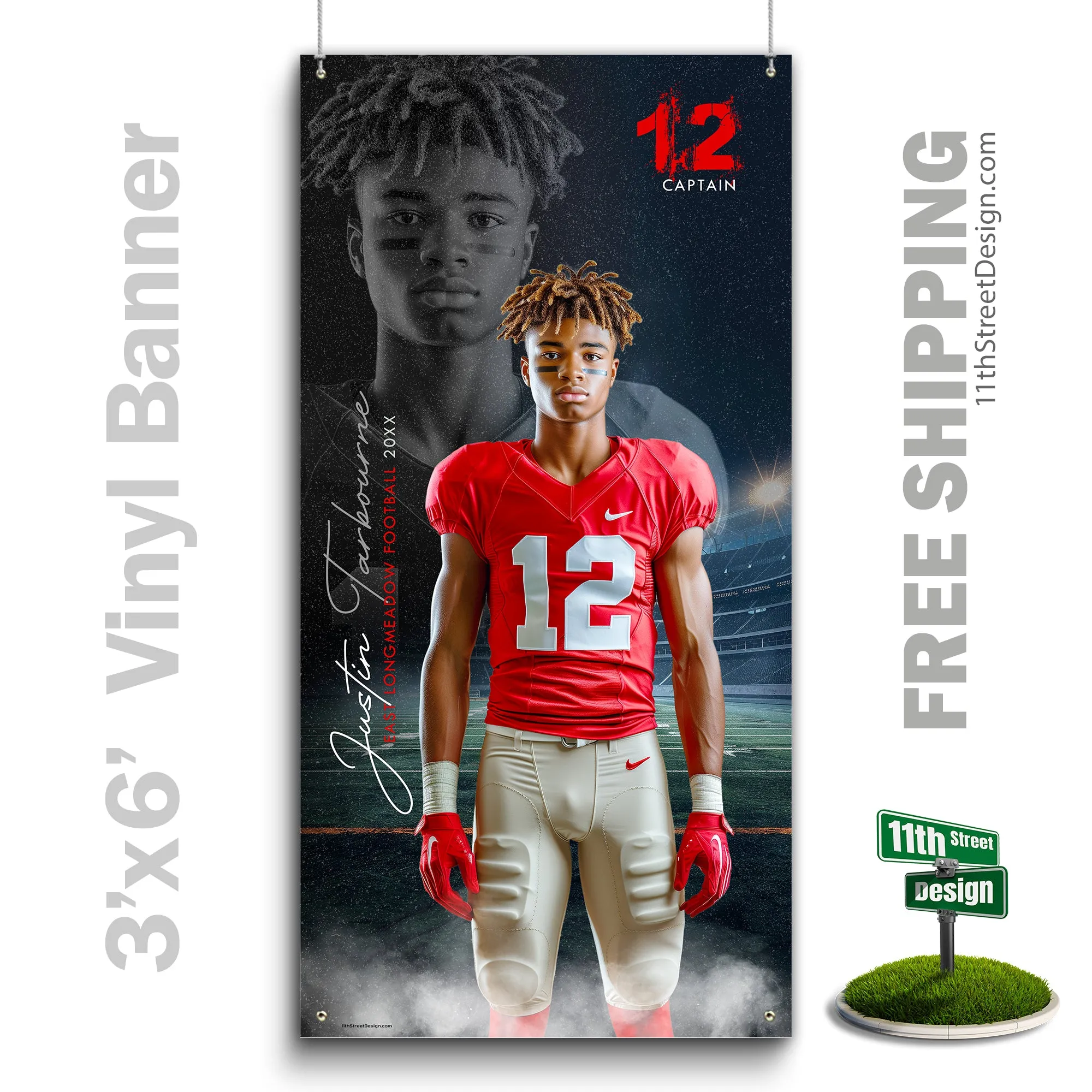 Custom Sports Banner - Reflection Football