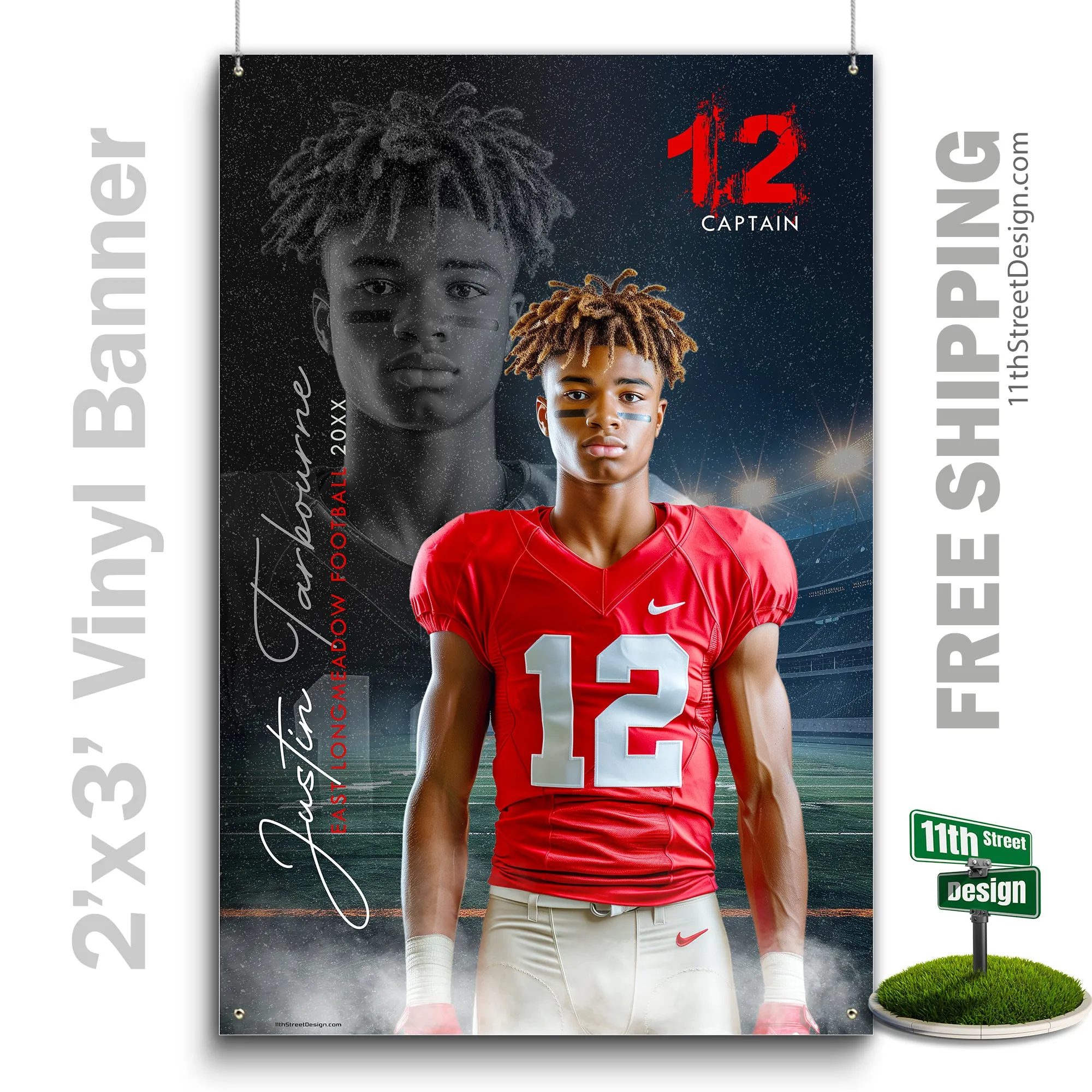 Custom Sports Banner - Reflection Football
