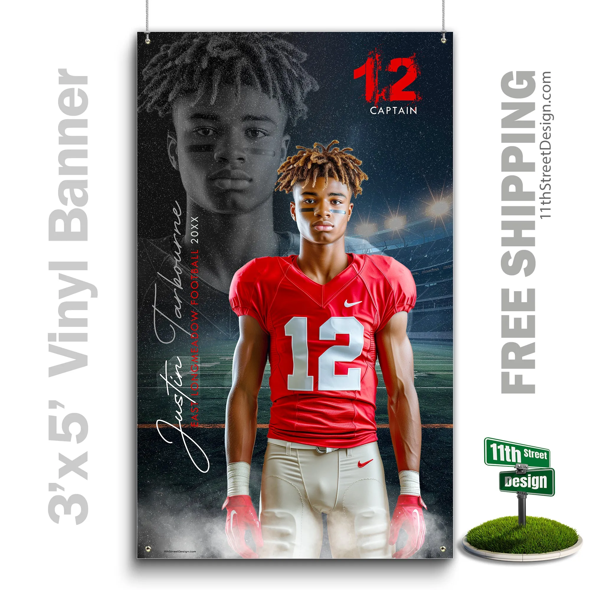 Custom Sports Banner - Reflection Football
