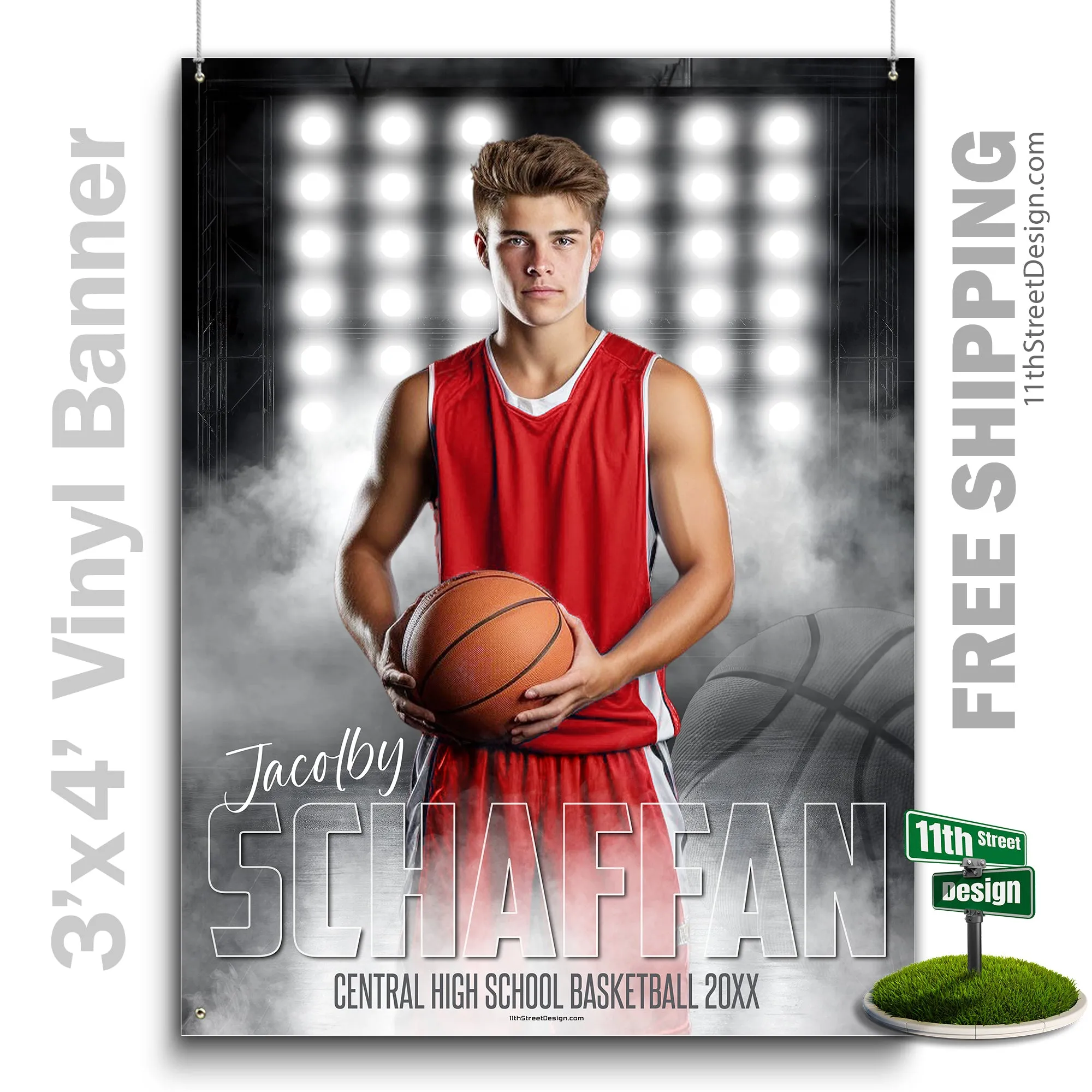 Custom Sports Banner - Side Lights Basketball