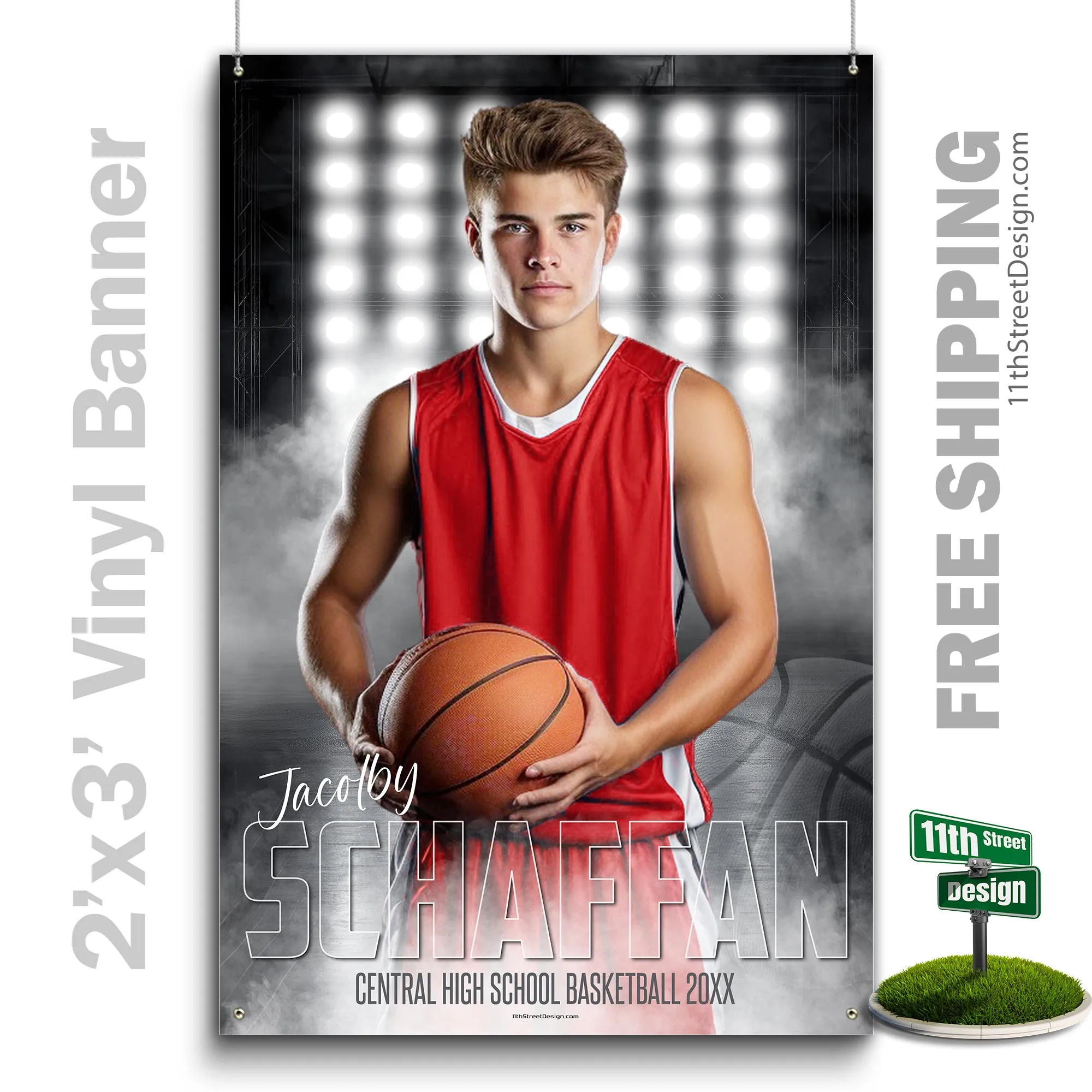 Custom Sports Banner - Side Lights Basketball