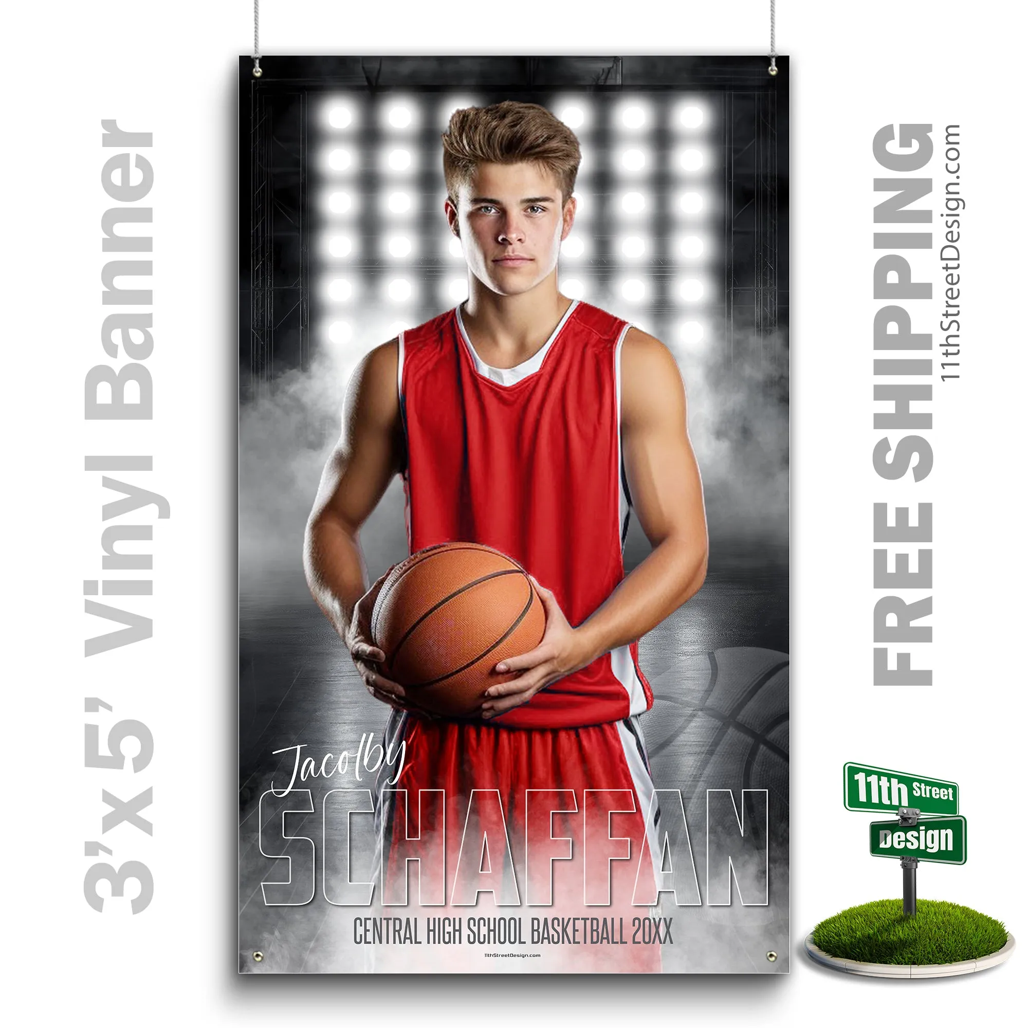 Custom Sports Banner - Side Lights Basketball