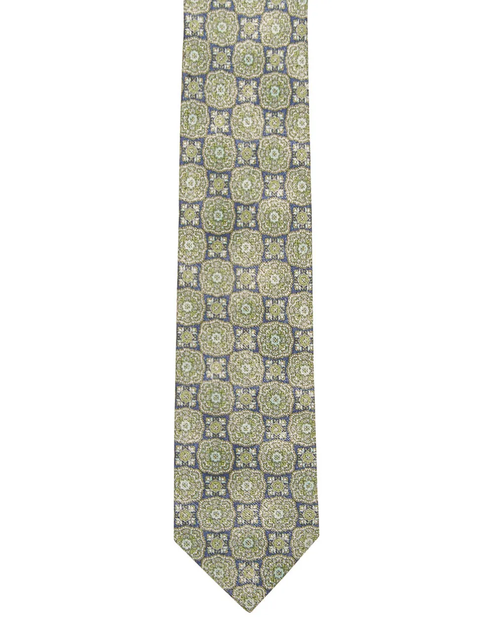 Emerald with Blue and Aqua Medallion Tie