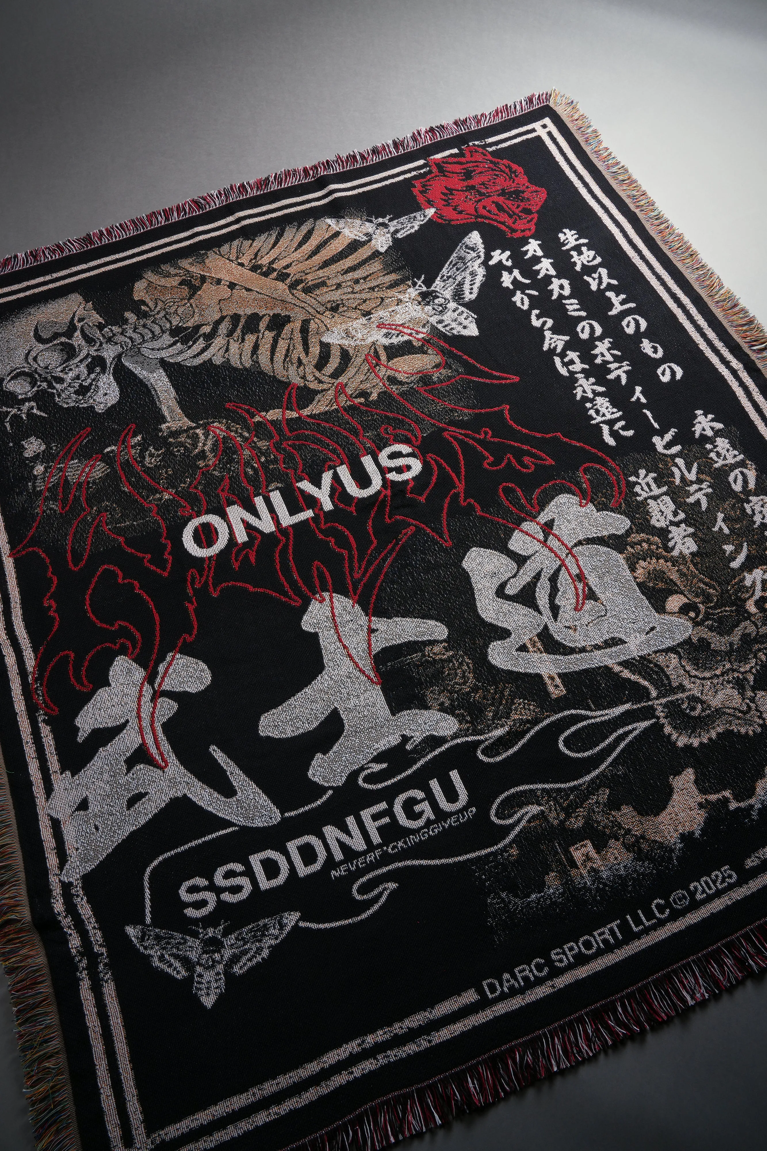 Fight Our Demons Tapestry Blanket in Black