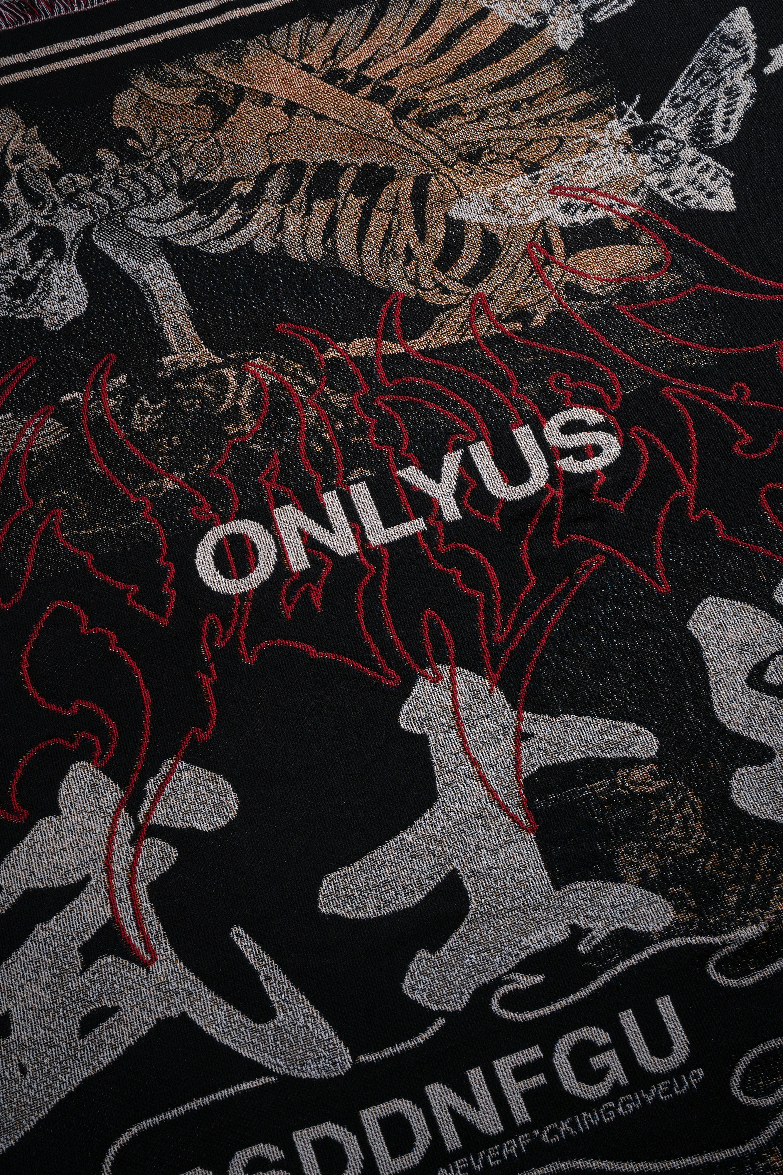 Fight Our Demons Tapestry Blanket in Black